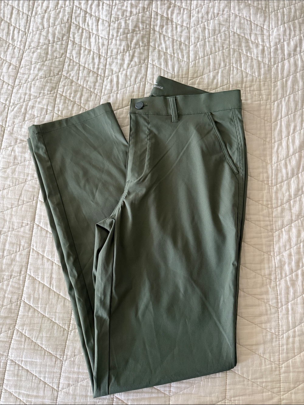 Men's Olive Green Stretch Chino Pants - W32 L34